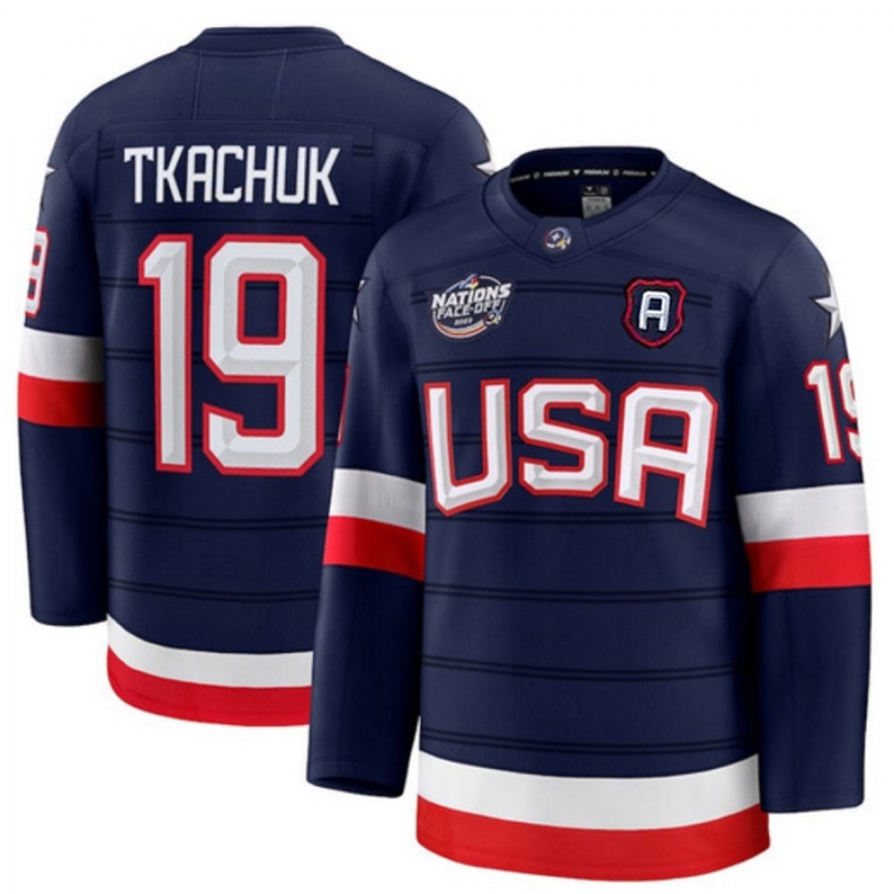 Matthew Tkachuk USA 2025 Navy 4 Nations Face-Off Jersey-Pro Kit Vault | Brand New 26/27 Sports Jerseys